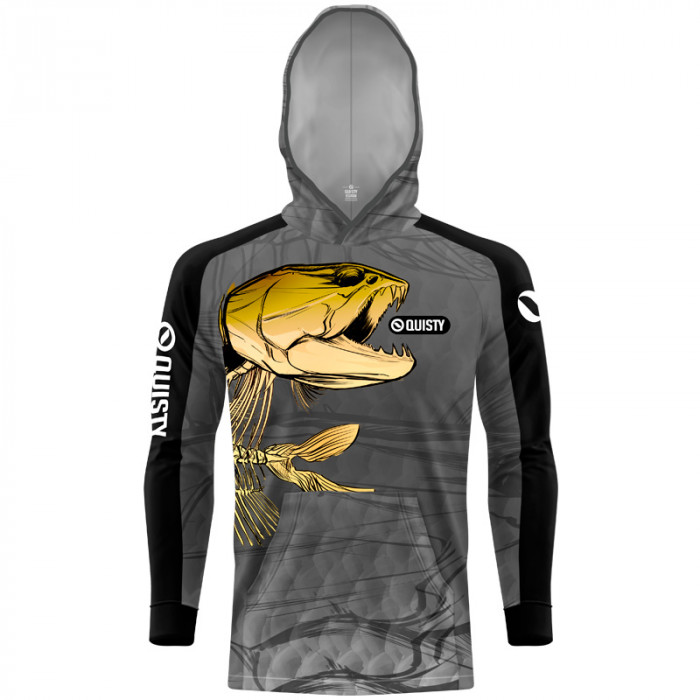 Camisa Com Capuz Hardy Protection Traíra Skull Capuz - Pesca Esportiva DryUv50