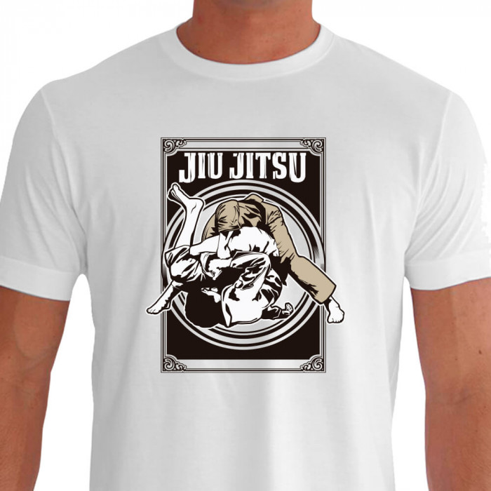 Camiseta de Jiu Jitsu Treino e Tecnica - Branca