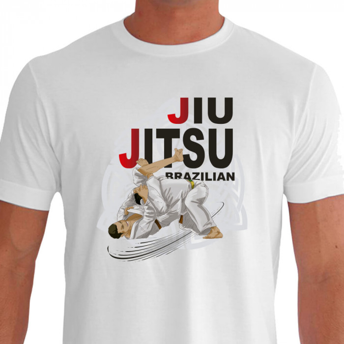 Camiseta de Jiu Jitsu Triangulo Encaixado - Branca