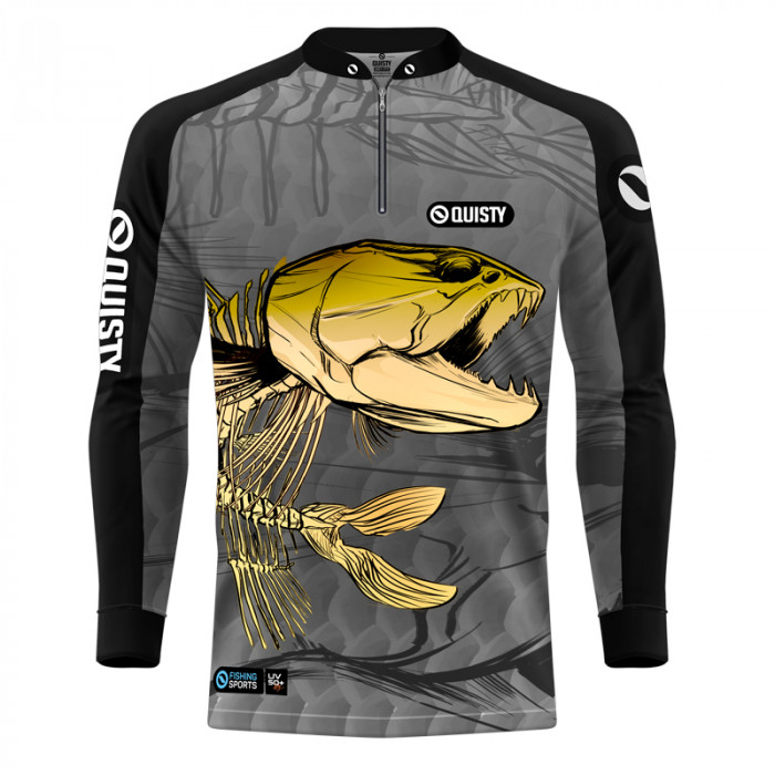 Camisa Premium - Pro Elite Traíra Skull Pesca Esportiva - DryUv50+ Punho Luva