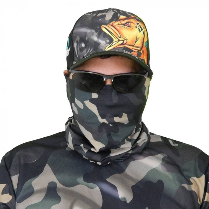 Máscara de Proteção Solar Tucunaré Camuflado Pesca Esportiva UV PROTECTION - Pesca Esportiva