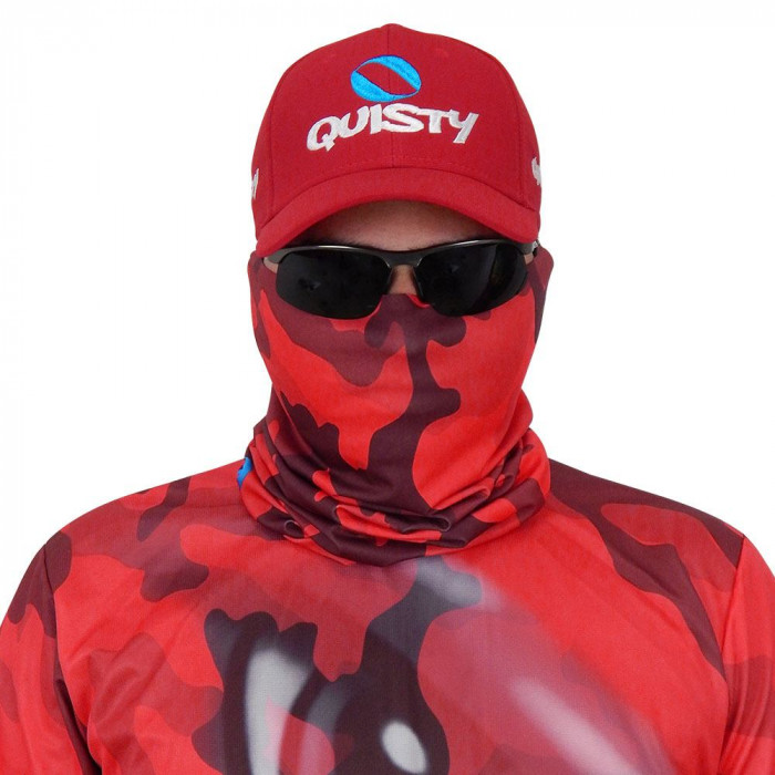 Máscara de Proteção Solar Tucunaré Nervoso Camuflado Vermelha UV PROTECTION