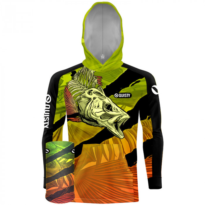 Combo Camisa Com Capuz Hardy Protection Tucunaré Skull Capuz + Máscara - Pesca Esportiva DryUv50