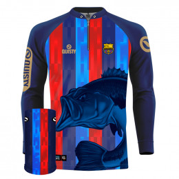 Combo Premium - Pro Elite Basscelona - Pesca Esportiva - Camisa + Punho Luva + Máscara Premium DryUv50+