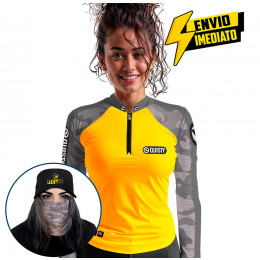 Super Combo Premium - Pro Elite Army Feminina Pesca Esportiva - Camisa + Punho Luva + Máscara + Boné DryUv50+ Envio Imediato