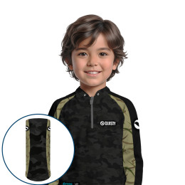 Combo Premium Infantil - Pro Elite DarkBass - Pesca Esportiva - Camisa + Punho Luva + Máscara DryUv50+