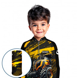 Combo Premium Infantil - Pro Elite Bravo Agrário- Agro Sports- Camisa + Punho Luva + Máscara Premium Infantil DryUv50+ 