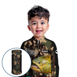 Combo Premium Infantil - Pro Elite Dourado do Rio Pantanal Pesca Esportiva - Camisa + Punho Luva + Máscara Premium Infantil DryUv50+