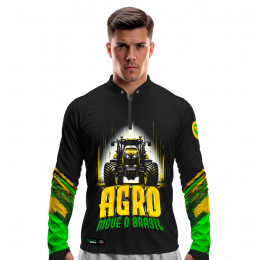 Camisa Premium - Pro Elite Agro Move o Brasil - Agro Sports - DryUv50+ Punho Luva