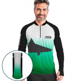 Combo Premium - Pro Elite Piraíba Fisherman - Pesca Esportiva - Camisa + Punho Luva + Máscara Premium DryUv50+
