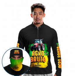 Super Combo Premium - Pro Elite Agro Bruto - Agro Sports - Camisa + Punho Luva + Máscara Premium + Boné DryUv50+