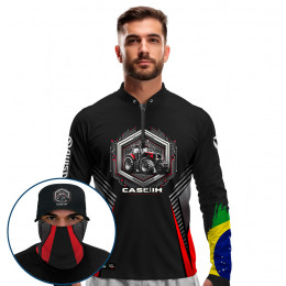 Super Combo Premium -  Pro Elite Ordem na Terra, Progresso no Campo - Agro Sports - Camisa + Punho Luva + Máscara Premium + Boné DryUv50+