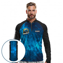 Combo Premium - Pro Elite Força do Campo - Agro Sports - Camisa + Punho Luva + Máscara Premium DryUv50+