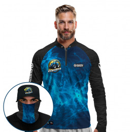 Super Combo Premium - Pro Elite Força do Campo - Agro Sports - Camisa + Punho Luva + Máscara Premium + Boné DryUv50+