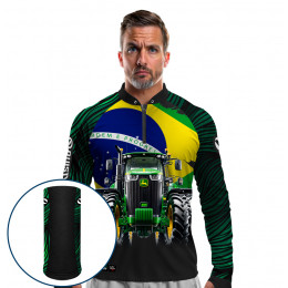 Combo Premium - Pro Elite Raízes Rurais do Brasil - Agro Sports - Camisa + Punho Luva + Máscara Premium DryUv50+