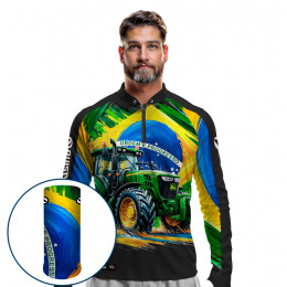 Combo Premium - Pro Elite Arte, Agro e Progresso - Agro Sports - Camisa + Punho Luva + Máscara Premium DryUv50+
