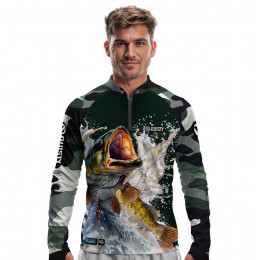 Camisa Premium - Pro Elite Pro Elite Army Fishing - Pesca Esportiva - DryUv50+ Punho Luva