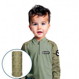 Combo Premium Infantil - Pro Elite Black Bass Kid Ocelos Pesca Esportiva - Camisa + Punho Luva + Máscara Premium Infantil DryUv50+