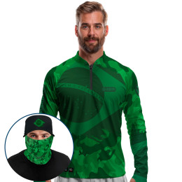 Super Combo Premium - Pro Elite Brasil Army Pesca Esportiva - Camisa + Punho Luva + Máscara Premium + Boné Tela DryUv50+
