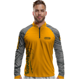 Camisa Premium - Pro Elite Just Hook It Tucunaré Amarelo Sol - Pesca Esportiva - DryUv50+ Punho Luva