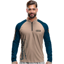 Camisa Premium - Pro Elite Just Hook It Tucunaré Azul Petróleo - Pesca Esportiva - DryUv50+ Punho Luva