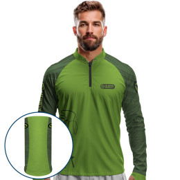 Combo Premium - Pro Elite Just Hook It Tucunaré Oliva - Camisa + Punho Luva + Máscara Premium DryUv50+