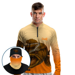 Super Combo Premium - Pro Elite Trairão O Predador dos Rios Savage - Camisa + Punho Luva + Máscara Premium + Boné Tela DryUv50+