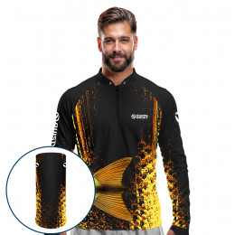 Combo Premium - Pro Elite Dourado Do Rio Cauda Pesca Esportiva - Camisa + Punho Luva + Máscara Premium DryUv50+