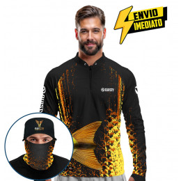 Super Combo Premium - Pro Elite Dourado Do Rio Cauda - Pesca Esportiva - Camisa + Punho Luva + Máscara + Boné DryUv50+ Envio Imediato