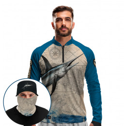 Super Combo Premium - Pro Elite Espada do Mar - Camisa + Punho Luva + Máscara Premium + Boné Tela DryUv50+