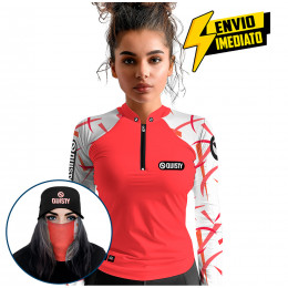 Super Combo Premium - Pro Elite Black Bass Kid Ocelos Feminina - Camisa + Punho Luva + Máscara + Boné DryUv50+ Envio Imediato
