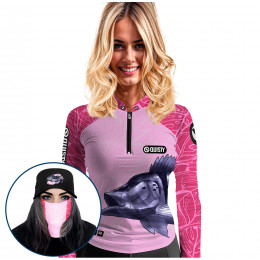 Super Combo Premium - Pro Elite Tucunaré Azul Feminina - Camisa + Punho Luva + Máscara + Boné DryUv50+