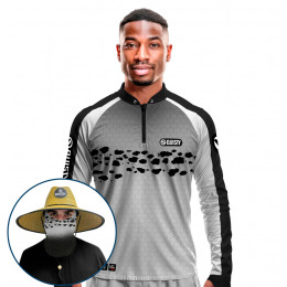 Super Combo VIP - Pro Elite Pintado Fisherman - Pesca Esportiva - Camisa + Punho Luva + Máscara + Chapéu DryUv50+