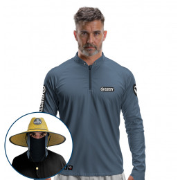 Super Combo VIP - Pro Elite Sport Clean Chumbo - Camisa + Punho Luva + Máscara + Chapéu DryUv50+