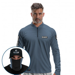Super Combo Premium - Pro Elite Sport Clean Chumbo - Camisa + Punho Luva + Máscara + Boné DryUv50+