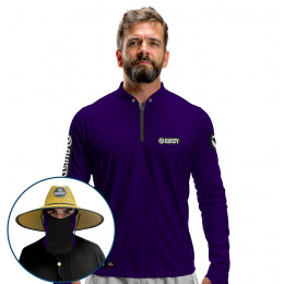 Super Combo VIP - Pro Elite Sport Clean Cosmos - Camisa + Punho Luva + Máscara + Chapéu DryUv50+