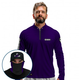 Super Combo Premium - Pro Elite Sport Clean Cosmos - Camisa + Punho Luva + Máscara + Boné DryUv50+