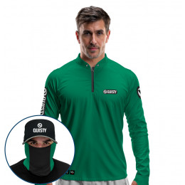 Super Combo Premium - Pro Elite Sport Clean Green Flag - Camisa + Punho Luva + Máscara + Boné DryUv50+