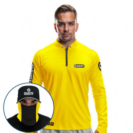 Super Combo Premium - Pro Elite Sport Clean Yellow Sun - Camisa + Punho Luva + Máscara + Boné DryUv50+