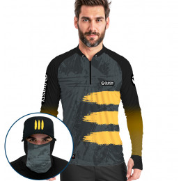 Super Combo Premium - Pro Elite Tucunaré Fisherman - Pesca Esportiva - Camisa + Punho Luva + Máscara Premium + Boné DryUv50+