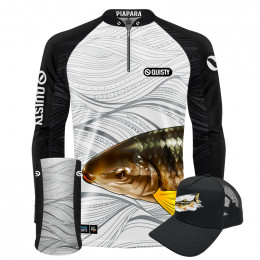 Super Combo Premium - Pro Elite Piapara Pesca Esportiva - Camisa + Punho Luva + Máscara + Boné DryUv50+