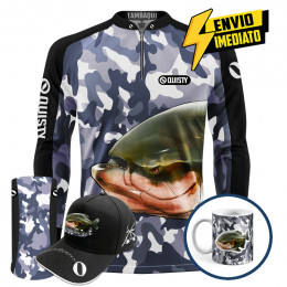 Super Combo Premium - Pro Elite Tambaqui Pesca Esportiva - Camisa + Punho Luva + Máscara + Boné DryUv50+ + Caneca Tambaqui Pesca Esportiva Grátis! Envio Imediato