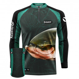 Combo Premium - Pro Elite Tambaqui Azul Pesca Esportiva - Camisa + Punho Luva + Máscara DryUv50