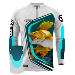 Combo Premium - Pro Elite Brabos Da Pesca Reis do Rio - Pesca Esportiva - Camisa + Punho Luva + Máscara Premium DryUv50+