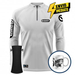 Combo Premium - Pro Elite Sport Clean Branca - Camisa + Punho Luva + Máscara DryUv50 Envio Imediato