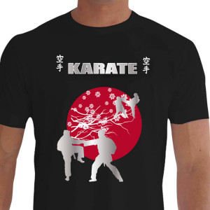 Camiseta - Karatê - Karatecas Treino Técnica de Mão e Chute Flor da Cerejeira Sakura Flor Símbolo do Japão