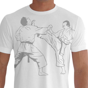 Camiseta - Karatê - Técnica de Pé e Pernas Koshi Dois Karatecas Kumite