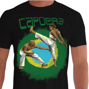 Camiseta Capoeira Arte Bandeira Brasil Berimbau Capoeira é pra Homem Menino e Mulher