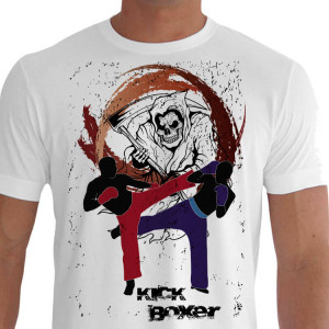 camiseta skull kickboxing - BRanca