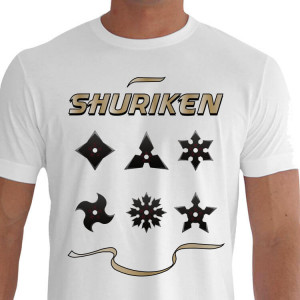 camiseta shuriken ninjutsu - Branca